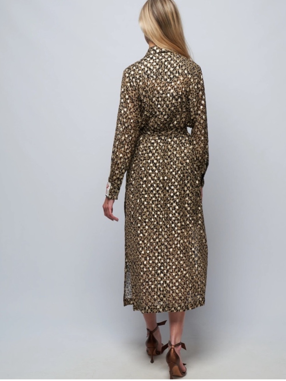 Golden Goose Leopard Print Luxury Shirt Dress Size Medium EUC - Picture 2 of 10